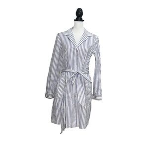 NWT! Liz Claiborne Striped Shirt Dress. White with blue stripes. Size 12.